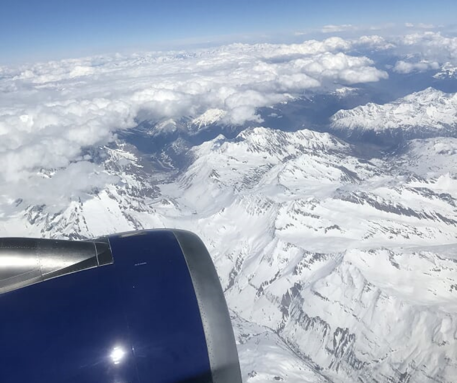 Montgenevre flight view of Alps from plane