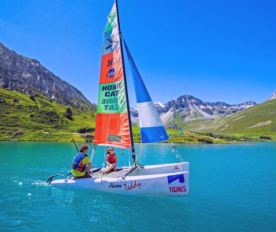 Catarmaran sailing in Tignes French Alps summer activities