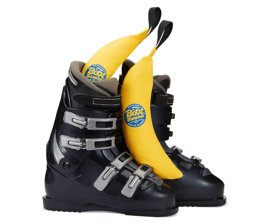 Boot banana's in pair of black ski boots
