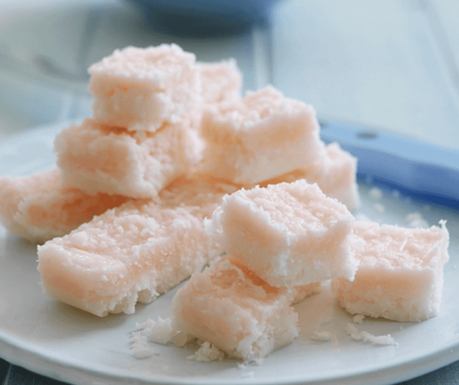 Coconut Ice on a plate