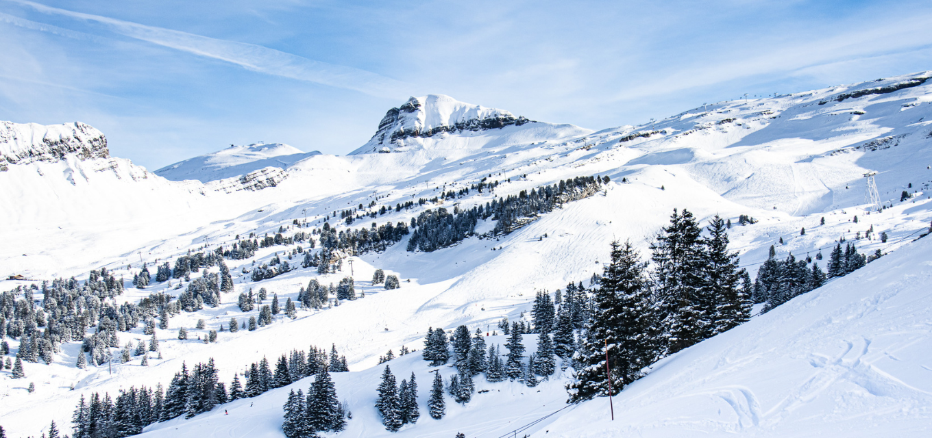 Views of mountains in Flaine ski resort