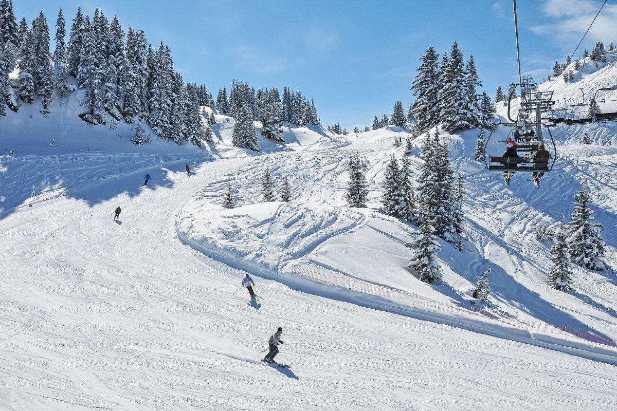Areches-Beaufort tree-lined ski slopes