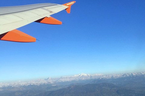 Flying to the Alps