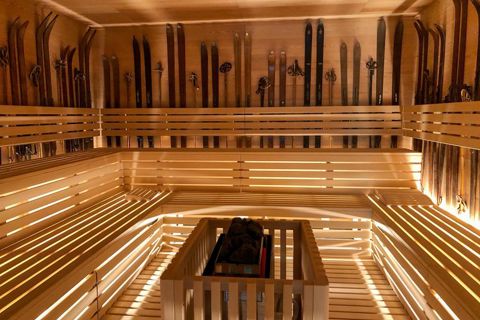 QC Termes Spa ski themed sauna, Chamonix