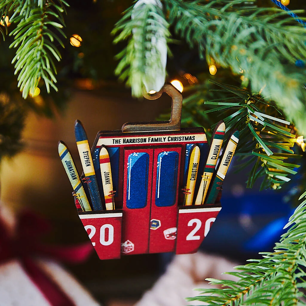 Family Ski Lift Cable Car Christmas Decoration