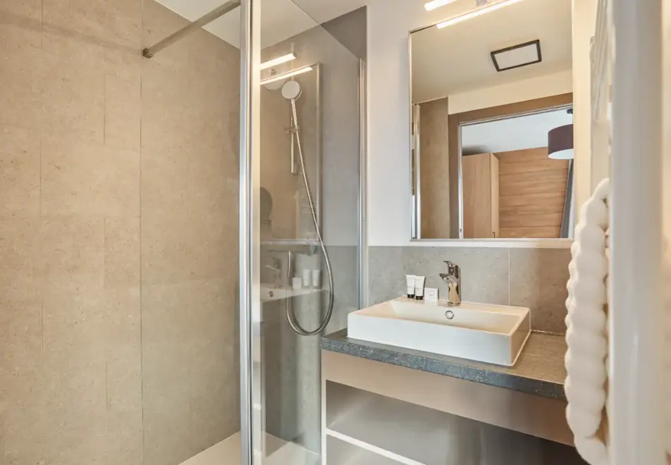 l'Ecrin Blanc, La Rosiere (self catered apartments) - Typical style shower room