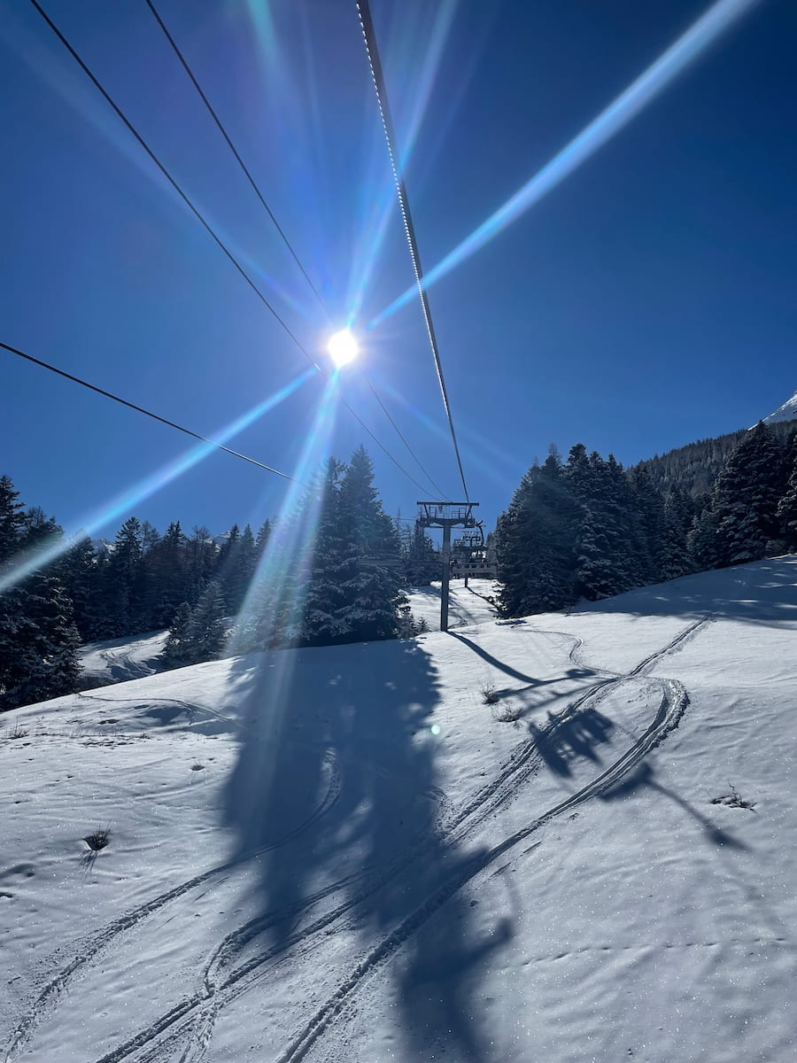 Val Cenis Chairlift On A Bluebird Day