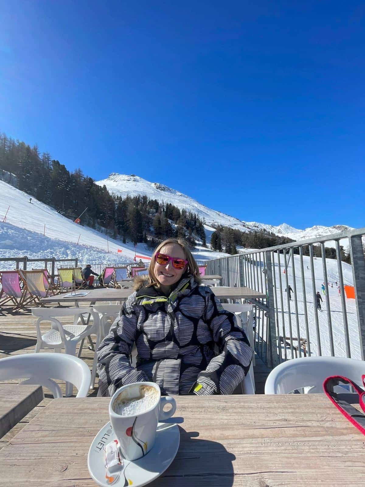 Nicola From The Peak Retreats Team Having A Cafe Au Lait At La Fema In Val Cenis