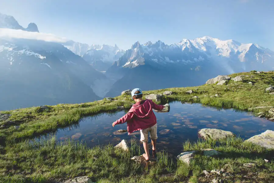 Chamonix walking in mountains